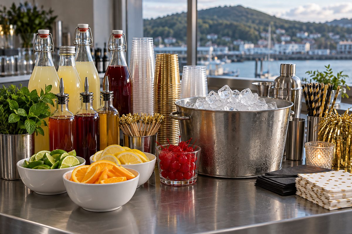 Bulk retail party supplies, beverage mixers, and event essentials
